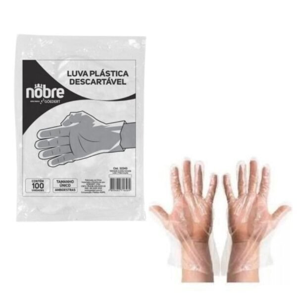 LUVA PLÁSTICA DESCARTÁVEL 100UN - NOBRE